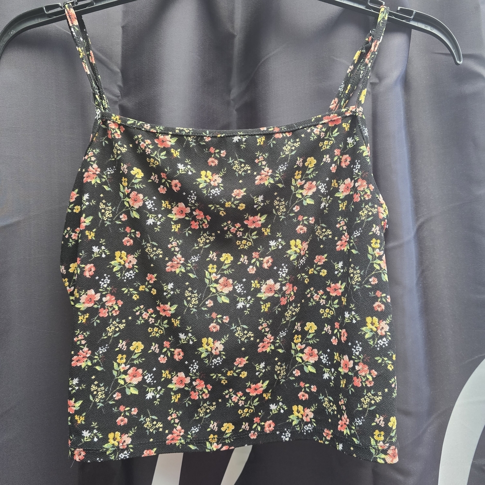 Floral Black Camisole Crop Top
